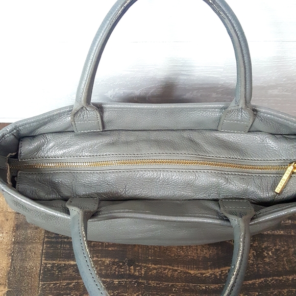 Tory Burch Leather Horsebit Satchel Crossbody Handbag Gray - Picture 9 of 16